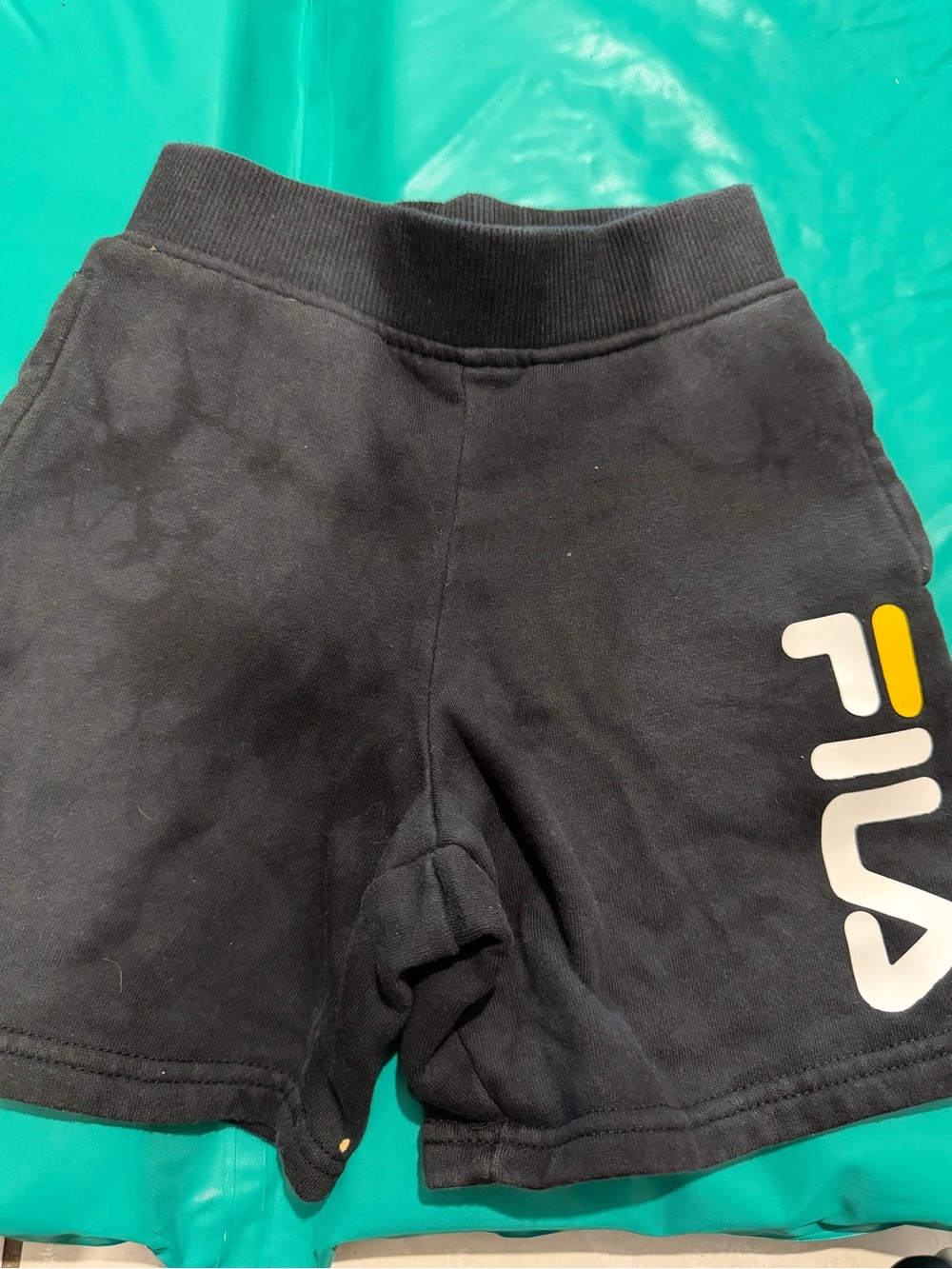 Fila Kids Black Shorts with White & Yellow Logo